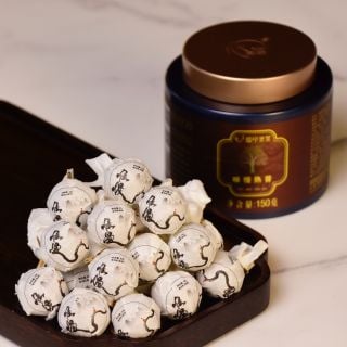 150g Weiman Premium Ripe Pu'er Tea – 8g Dragon Balls, Round Can | Bustan.store