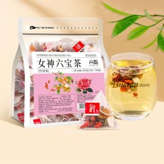 100g Goddess Six Treasures Tea – Herbal Blend, 20 Pyramid Tea Bags (5g Each)
