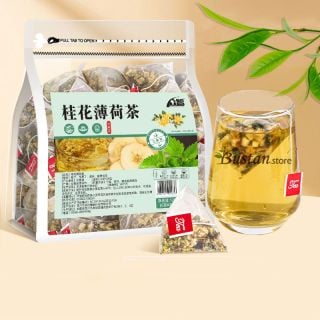 Osmanthus & Mint Herbal Tea – 6g × 20 Pyramid Tea Bags | Bustan.store