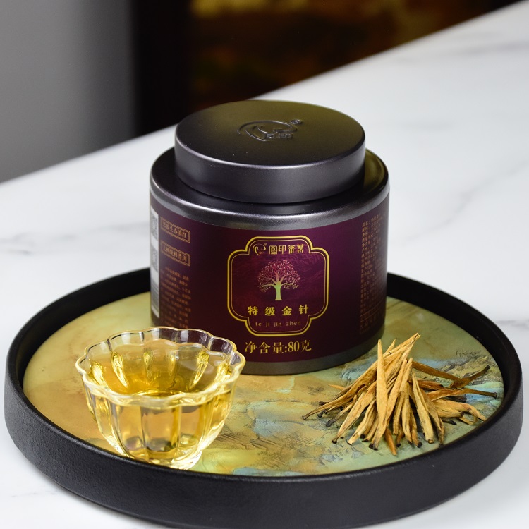 Premium Honey Aroma Golden Needle Yunnan Black Tea – Small Round Can | Bustan.store