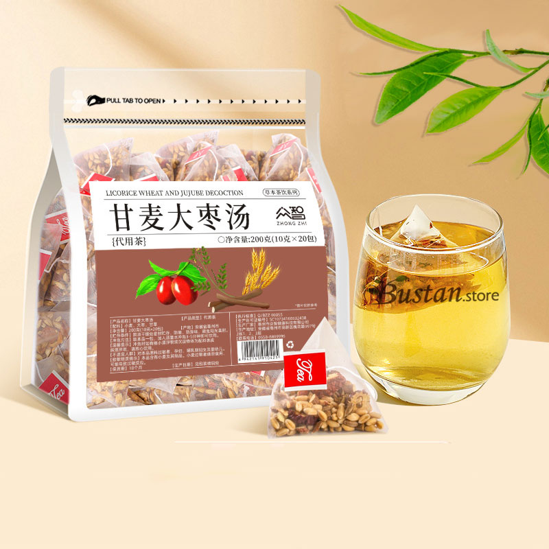 Wheat & Red Date Herbal Tea – 20 Pyramid Tea Bags | Bustan.store