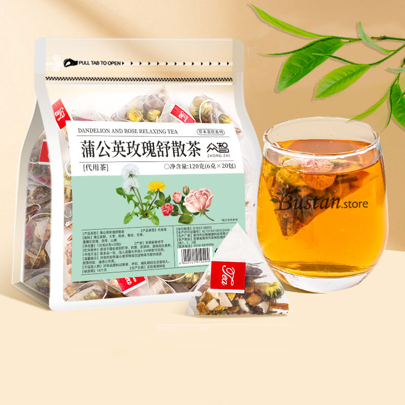 Dandelion & Rose Herbal Tea – 20 Pyramid Tea Bags | Bustan.store