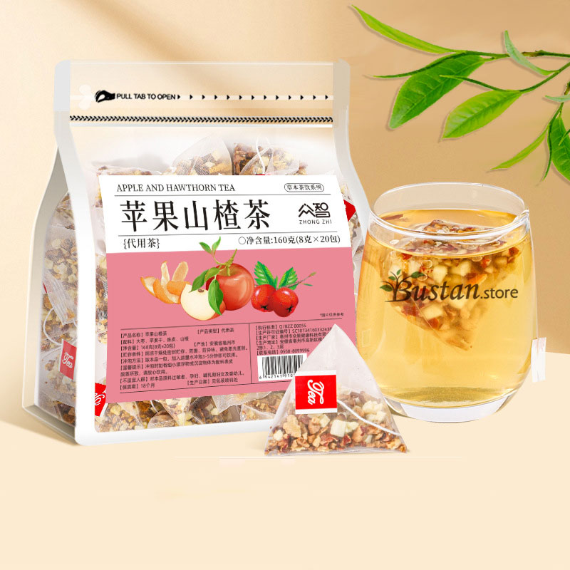 Apple & Hawthorn Herbal Tea – 20 Pyramid Tea Bags | Bustan.store