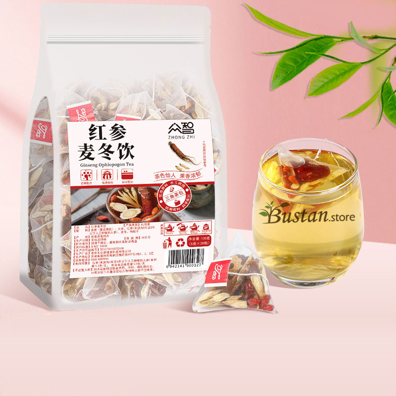 Red Ginseng & Ophiopogon Herbal Tea – 20 Pyramid Tea Bags | Bustan.store