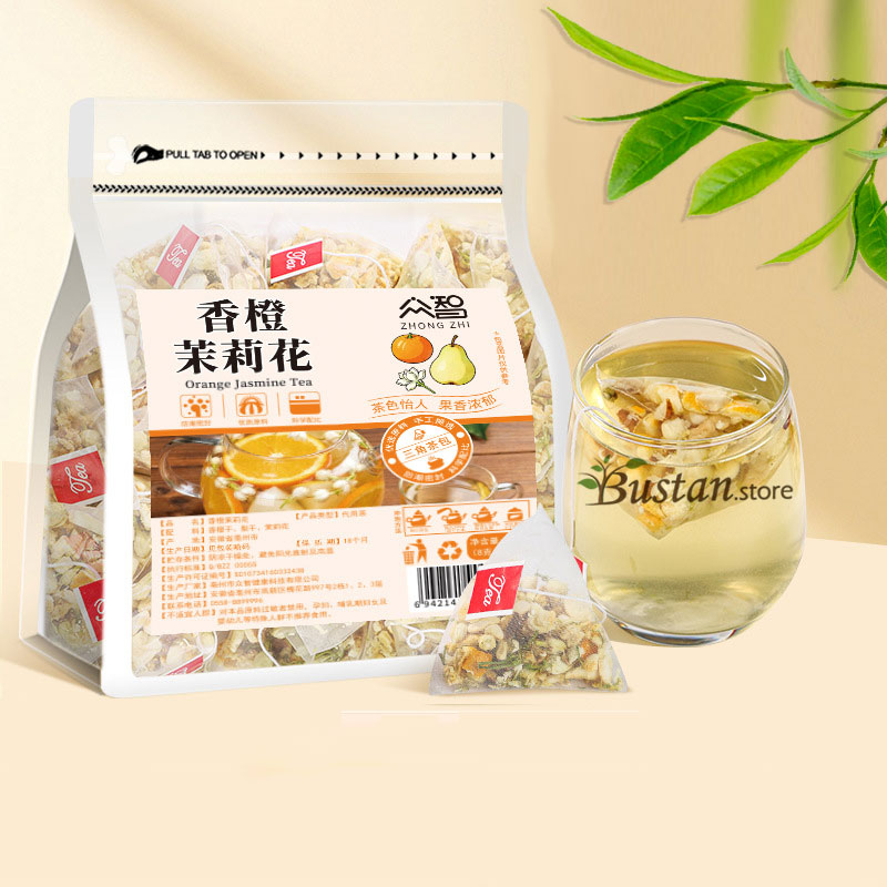Orange & Jasmine Herbal Tea – 20 Pyramid Tea Bags | Bustan.store