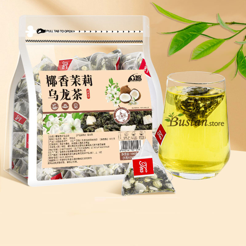 Coconut Jasmine Oolong Tea – 20 Pyramid Tea Bags | Bustan.store