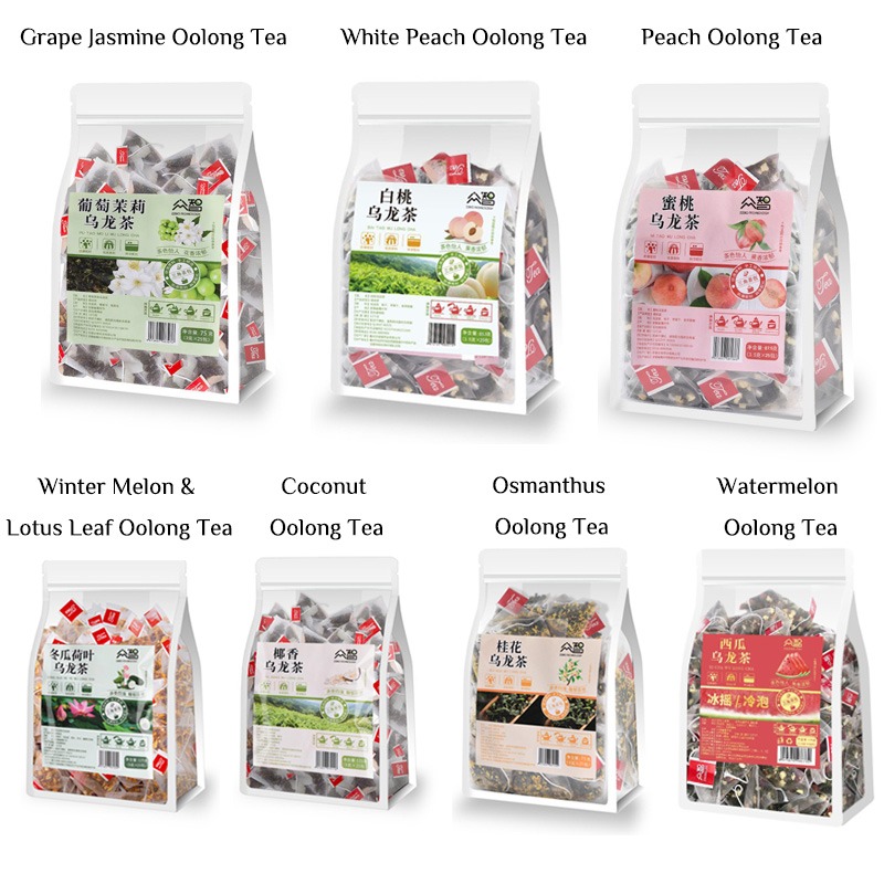 7-Flavor Oolong Tea Sampler – 175 Pyramid Tea Bags, Mixed Flavored Tea | Bustan.store