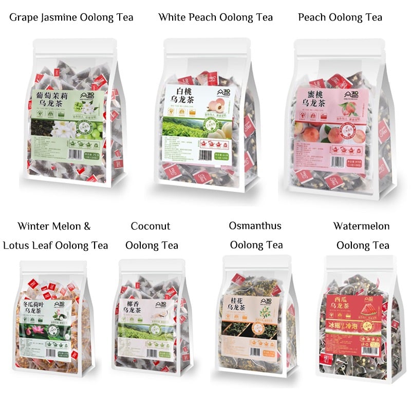 7-Flavor Oolong Tea Sampler – 175 Pyramid Tea Bags, Mixed Flavored Tea | Bustan.store