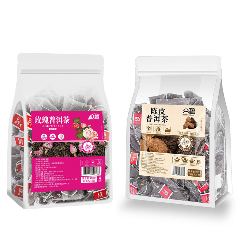 2-Flavor Ripe Pu'er Tea Sampler – 50 Pyramid Tea Bags, Flavored Pu'er Variety Pack | Bustan.store