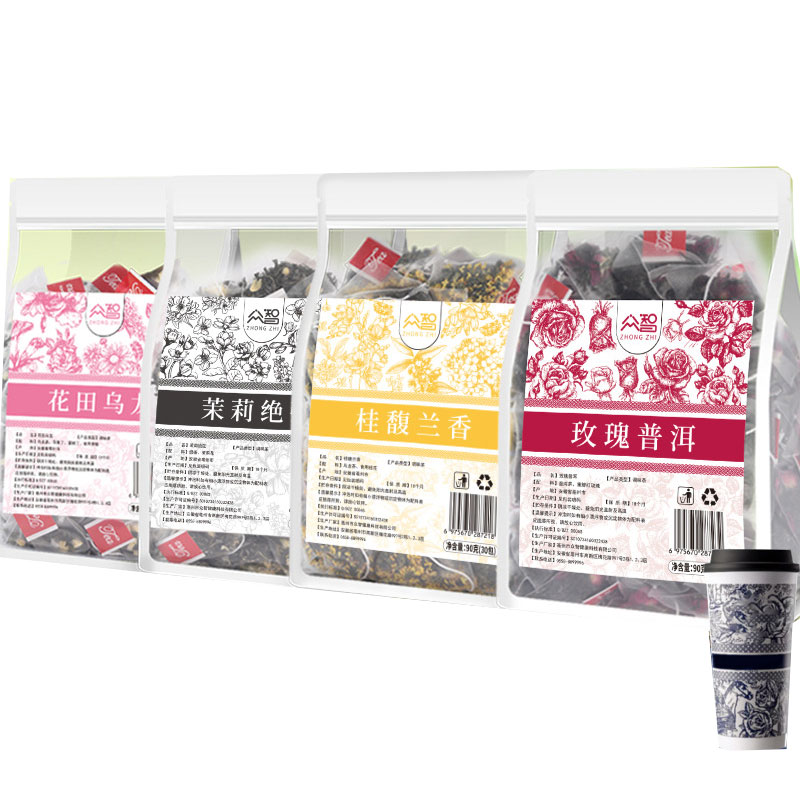 Mixed Flavored Tea Sampler – 4 Popular Varieties, Cold Brew Tea, Pyramid Tea Bags | Bustan.store